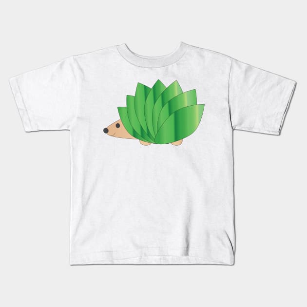 Leafy Green Hedgehog Kids T-Shirt by Hedgie Designs